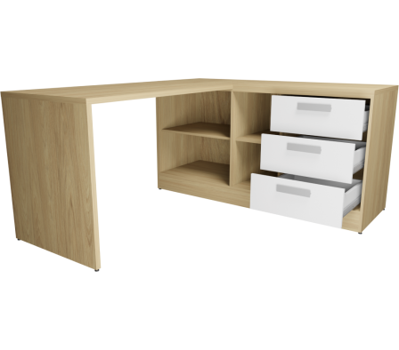 MODULO INFERIOR OFICINA LI 160X140x75CM  HICKORY NATURAL BLANCO