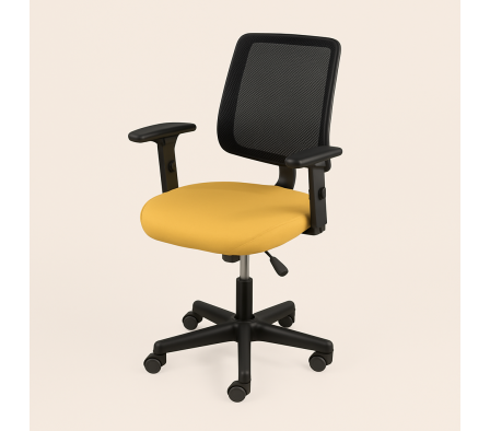 SILLA OFICINA CON RUEDAS Y POSA BRAZOS AMARILLO REAL