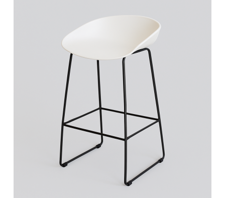 BUTACA BLANCA PATAS METALICAS NEGRAS