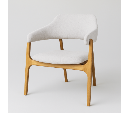 POLTRONA CLARA T LINO ECO CINZA MADERA NOCE MARFIM