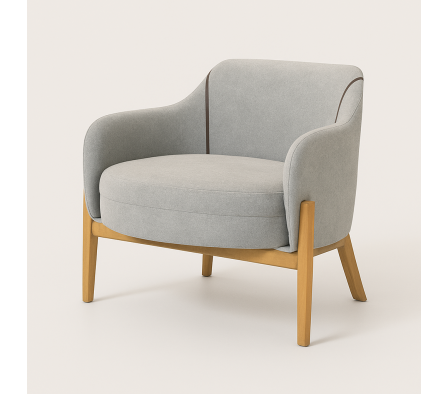 POLTRONA LUGO T BOUCLE BEGE MADERA NOCE MARFIM