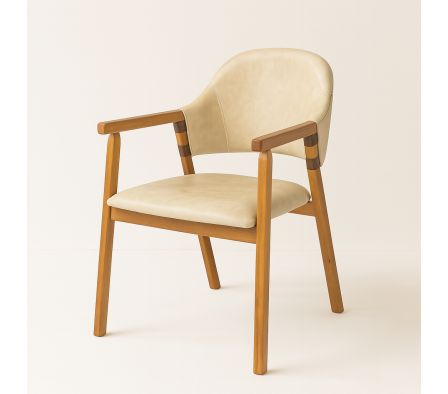 SILLA KOBE T COURIS BEGE FOSCO MADERA NOCE MARFIM