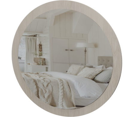 ESPEJO REDONDO 70CM PINO ALAND BLANCO