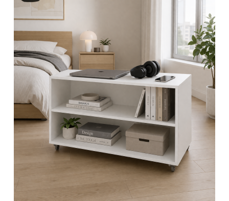 REPISA CUADRO DOBLE CON RUEDAS 100X50X40CM BLANCA