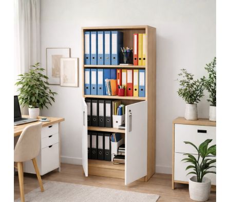 ARMARIO OFICINA PB 73X166.5X40CM  HICKORY NATURAL BLANCO